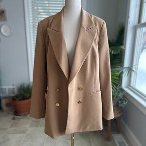 Express Oversized Double Breasted Tan Blazer with Pockets Sz XL